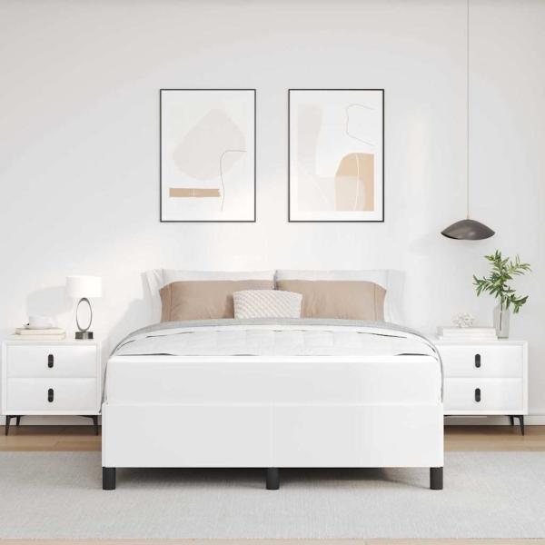 Bettgestell mit Matratze Weiß 140 x 200 cm Kunstleder