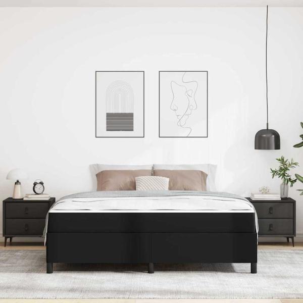 Bettgestell mit Matratze Schwarz 180 x 200 cm Kunstleder