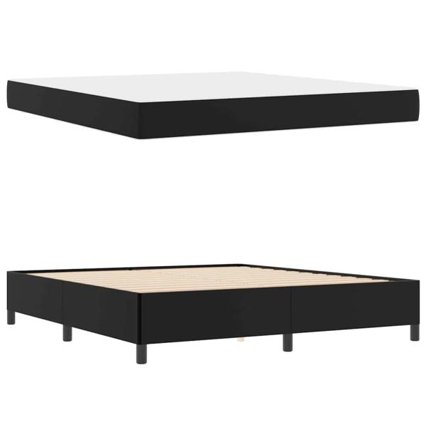 Bettgestell mit Matratze Schwarz 180 x 200 cm Kunstleder