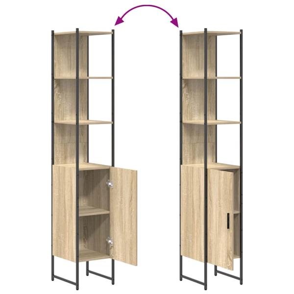 Badezimmermöbel Set mit Regal Wandmontiert mit Speicher mit Tür mit Spiegel 4 pcs Sonoma Eiche Mittel