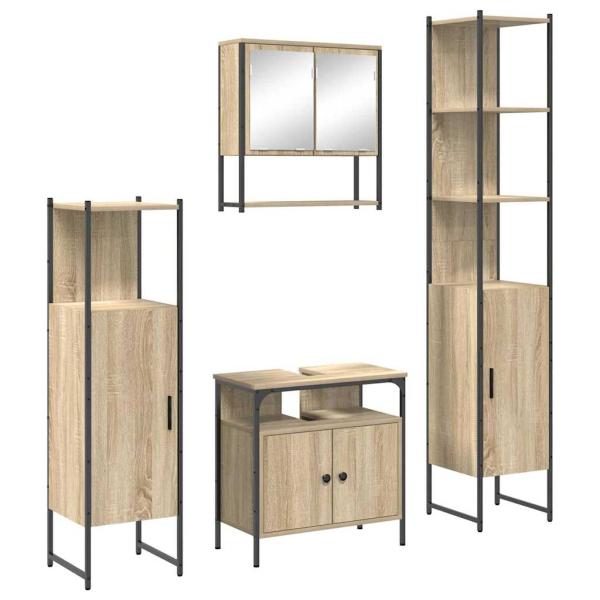 Badezimmermöbel Set 4 pcs Sonoma Eiche 33 x 33 x 188,5 cm
