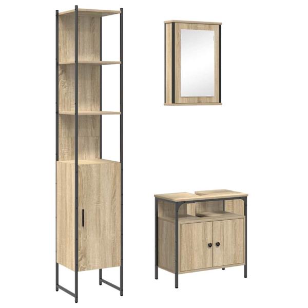ARDEBO.de - Badezimmermöbel Set 3 pcs Sonoma Eiche 33 x 33 x 185.5 cm
