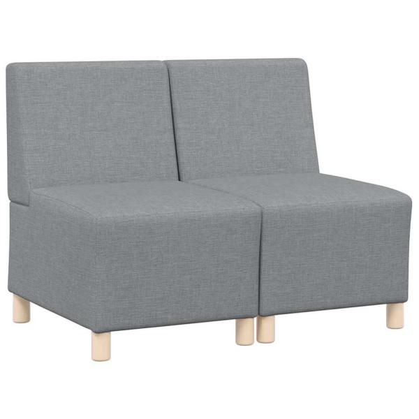 Modulares Armfreies Sofa 2 stk. Hellgrau Stoff