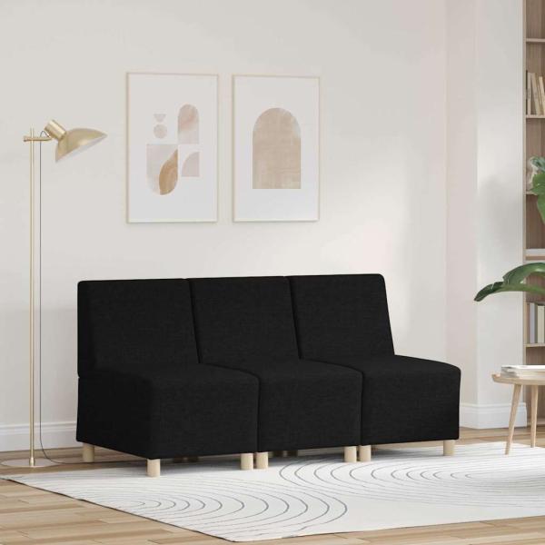 ARDEBO.de - Sofa Stuhl Hellgrau 55 cm Stoff 3 pcs Schwarz 55 x 74 x 82 cm