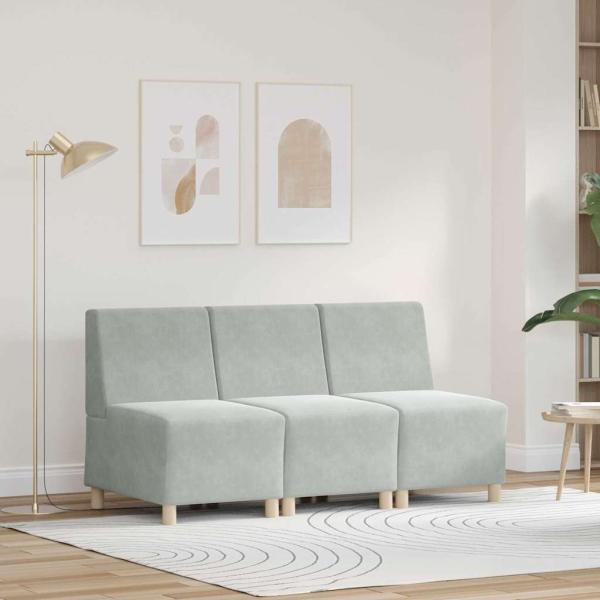 ARDEBO.de - Sofa Stühle 3 pcs Hellgrau 55 x 74 x 82 cm Samt