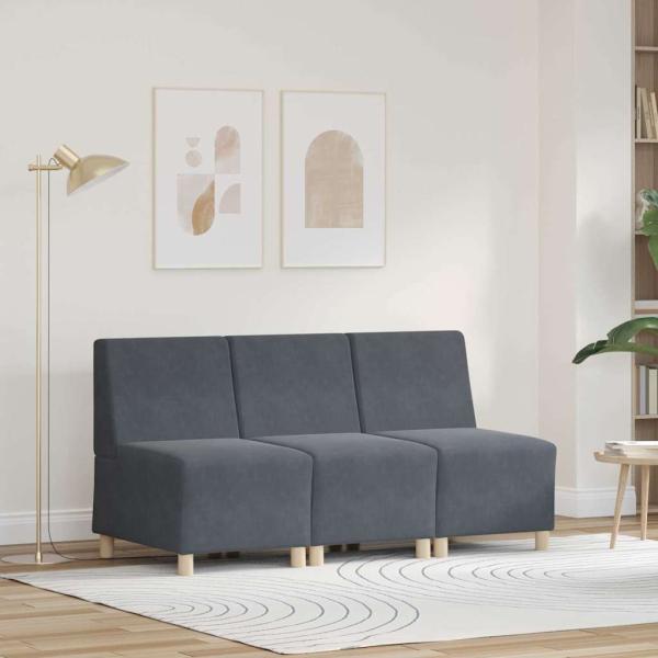 ARDEBO.de - Sofa Stühle 3 pcs Dunkelgrau 55 x 74 x 82 cm Samt