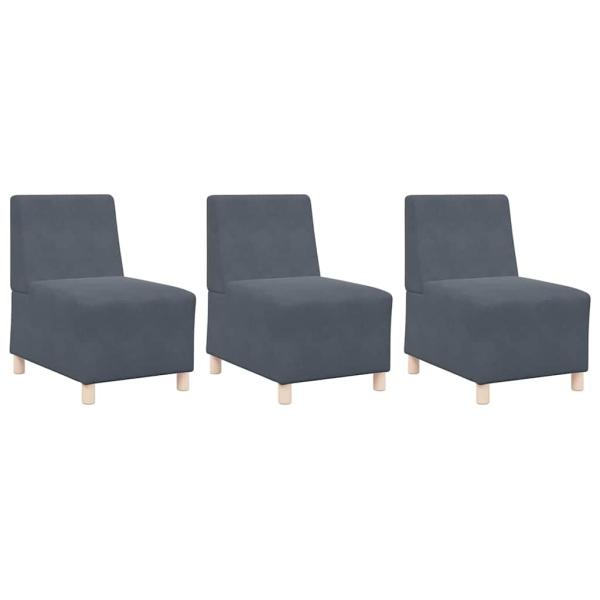 Sofa Stühle 3 pcs Dunkelgrau 55 x 74 x 82 cm Samt
