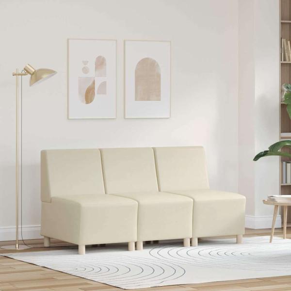 ARDEBO.de - Sofa Stühle 3 pcs Creme 55 x 74 x 82 cm Kunstleder