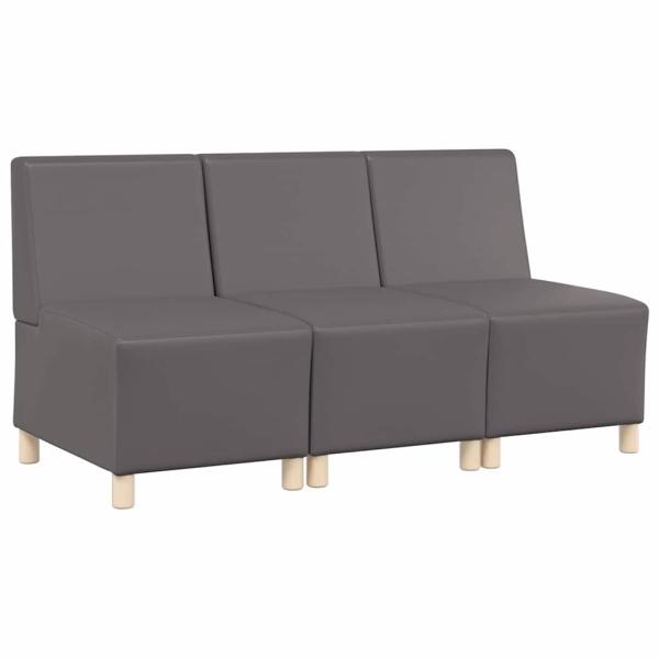 Sofa Stühle 3 pcs Grau 55 x 74 x 82 cm Kunstleder