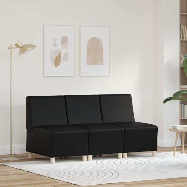 ARDEBO.de - Sofa Stühle 3 pcs Schwarz 55 x 74 x 82 cm Kunstleder