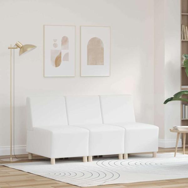 ARDEBO.de - Sofa Stühle 3 pcs Weiß 55 x 74 x 82 cm Kunstleder