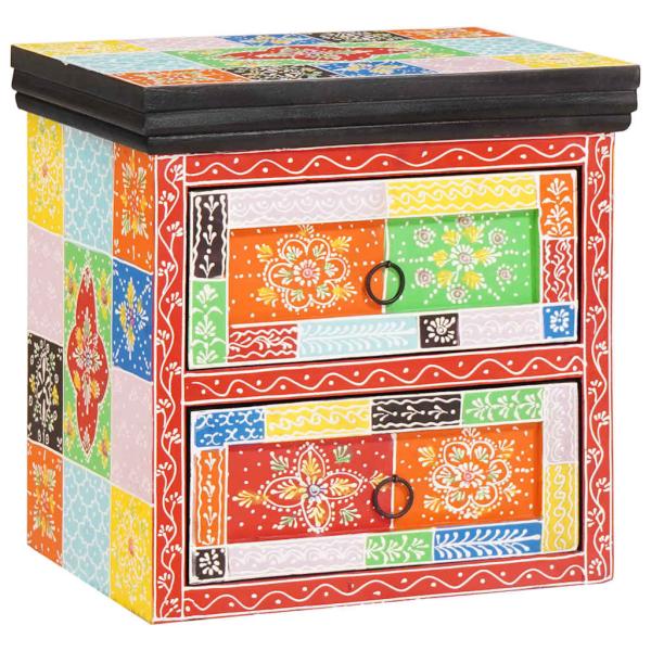 ARDEBO.de - Nachttisch Multicolour 40 x 30 x 40 cm Massivholz mit Farbe
