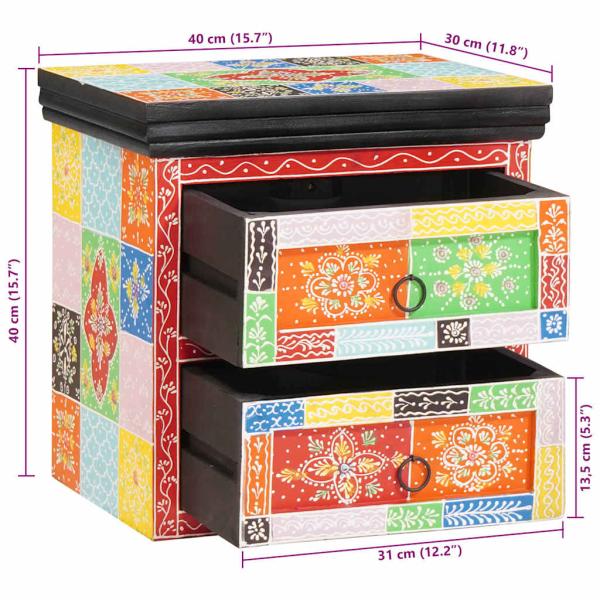 Nachttisch Multicolour 40 x 30 x 40 cm Massivholz mit Farbe