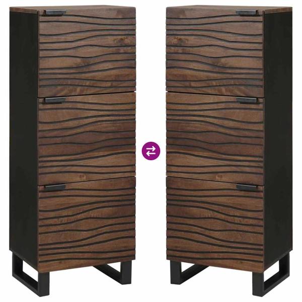 Highboard Nussbaum Holz mit Regal Sonstiges mit Speicher mit Tür Braun 40 x 33.5 x 110 cm