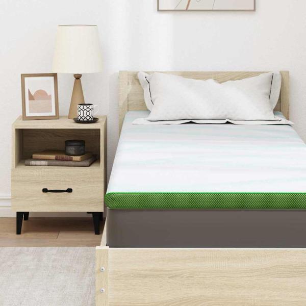 Matratzenauflage Weiß und Grün 80 x 200 cm Jacquard Stoff