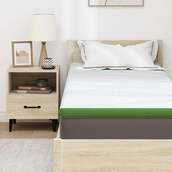 Matratzenauflage Weiß und Grün 80 x 200 cm Jacquard Stoff