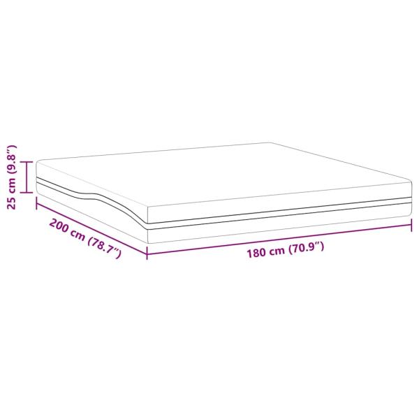 Matratze Weiß und Grau 180 x 200 cm Jacquard-Stoff