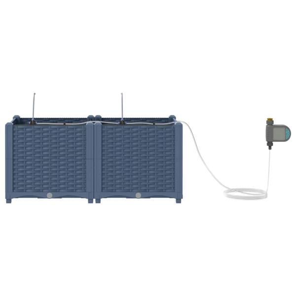 Gartenblumentopf Geflecht mit Speicher Grau 40 x 40 x 126cm Plastik