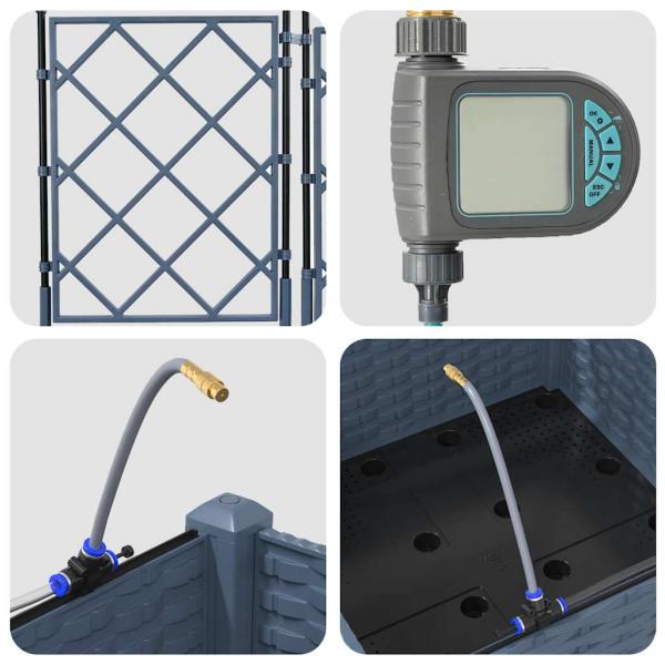 Gartenblumentopf Lattice mit Speicher Grau 40 x 40 x 126cm Plastik