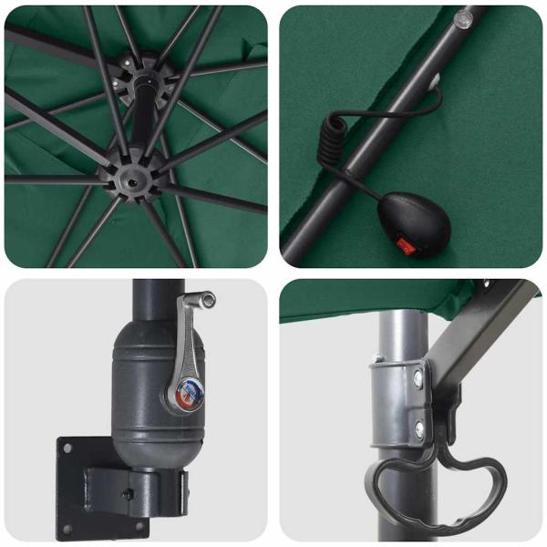 Gartenparasol Grün 248.5 x 247.5 x 160 cm Stoff