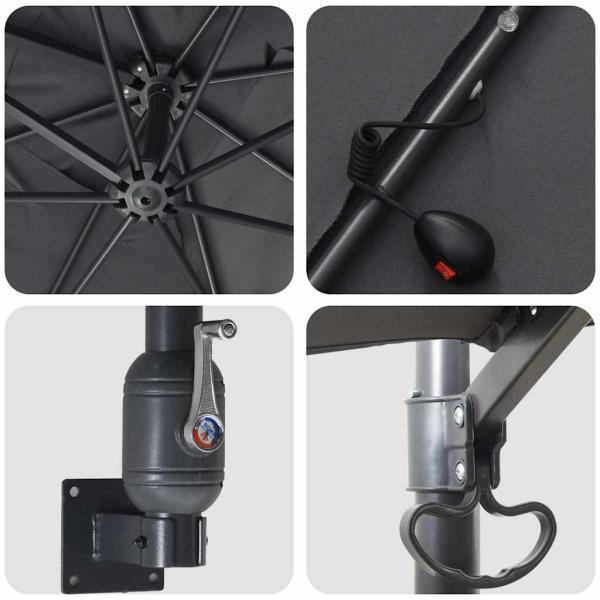 Gartenparasol Anthrazit 248.5 x 247.5 x 160 cm Stoff