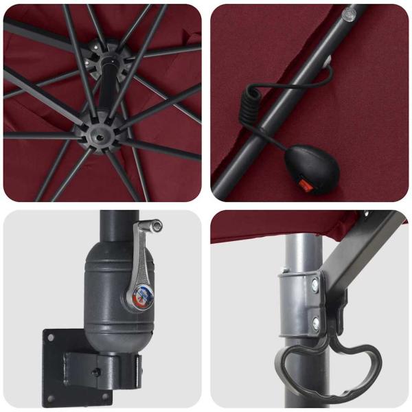 Gartenparasol Bordeauxrot 248.5 x 247.5 x 160 cm Stoff