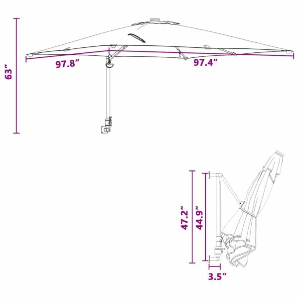 Gartenparasol Terrakotta 248.5 x 247.5 x 160 cm Stoff