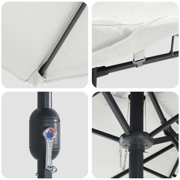 Gartenparasol Sandfarbe 385 x 209 x 244 cm Stoff