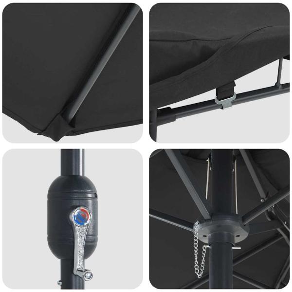 Gartenparasol Schwarz 385 x 209 x 244 cm Stoff