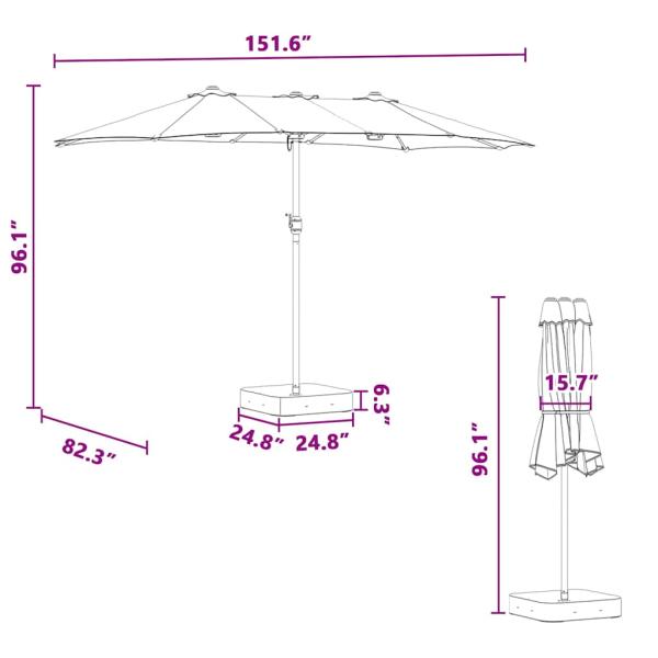 Gartenparasol Sandfarbe 385 x 209 x 244 cm Stoff