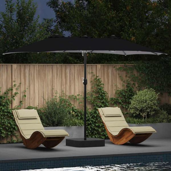 ARDEBO.de - Gartenparasol Schwarz 385 x 209 x 244 cm Stoff