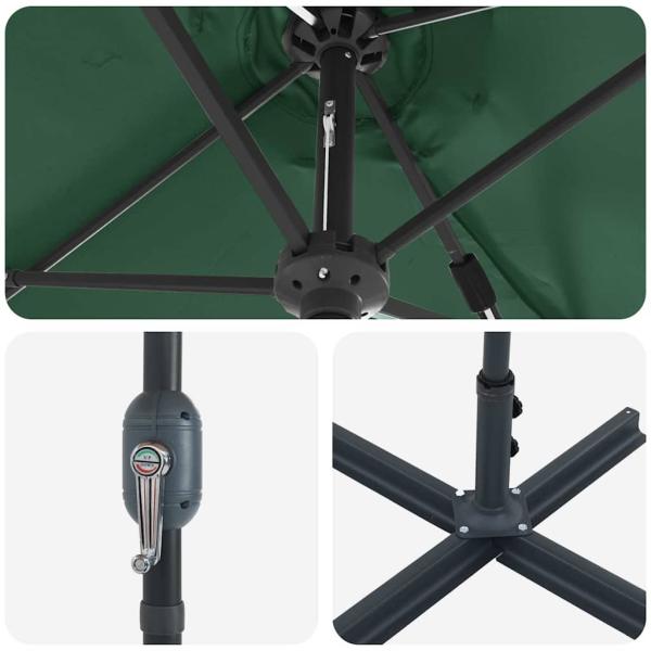 Gartenparasol Grün 380 x 196 x 235 cm Pulverbeschichteter Stahl