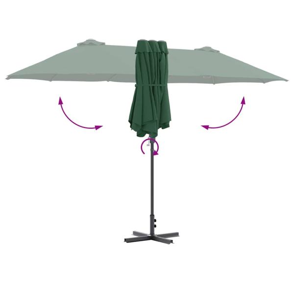 Gartenparasol Grün 380 x 196 x 235 cm Pulverbeschichteter Stahl