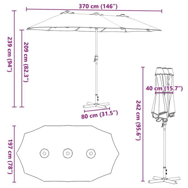 Gartenparasol Taupe 380 x 196 x 235 cm