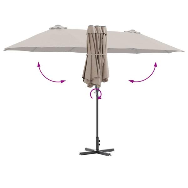 Gartenparasol Taupe 380 x 196 x 235 cm
