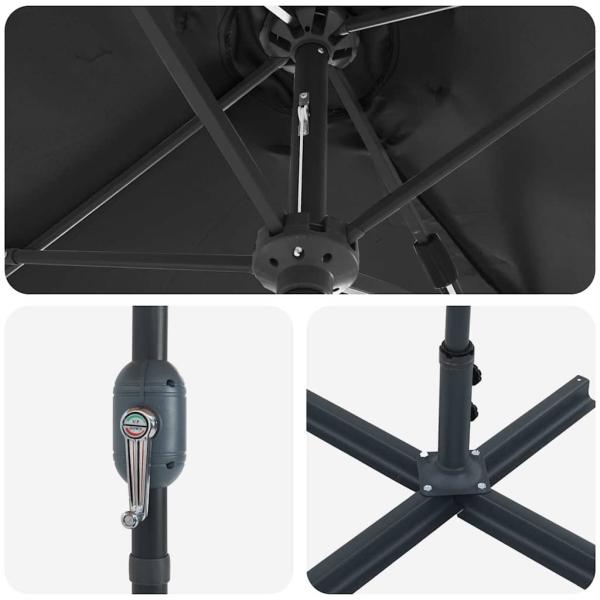 Gartenparasol Schwarz 380 x 196 x 235 cm