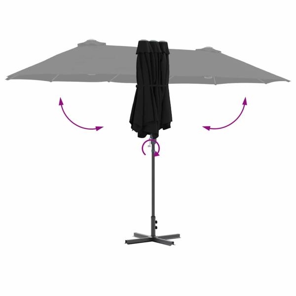 Gartenparasol Schwarz 380 x 196 x 235 cm