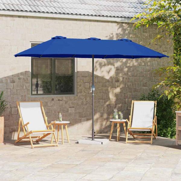 ARDEBO.de - Gartenparasol Blau 380 x 196 x 235 cm Pulverbeschichteter Stahl