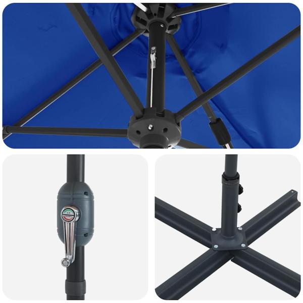 Gartenparasol Blau 380 x 196 x 235 cm Pulverbeschichteter Stahl