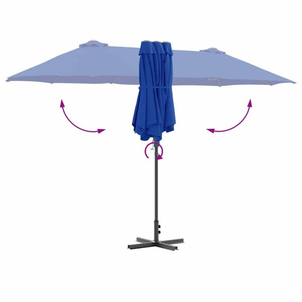 Gartenparasol Blau 380 x 196 x 235 cm Pulverbeschichteter Stahl