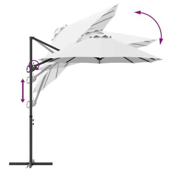 Garten-Kantilever-Pergola Sandfarbe 372 x 198 x 253 cm