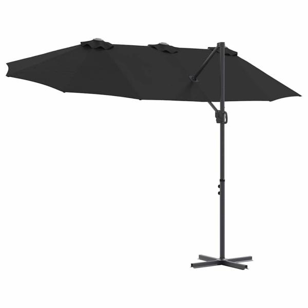 Sonnenschirm Schwarz 372 x 198 x 243 cm Polyester und Aluminium