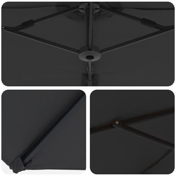 Sonnenschirm Schwarz 372 x 198 x 243 cm Polyester und Aluminium