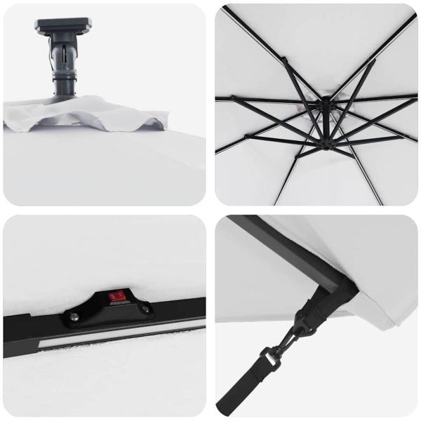 Auskragender Bananenschirm Sandfarbe 294 x 294 x 248 cm