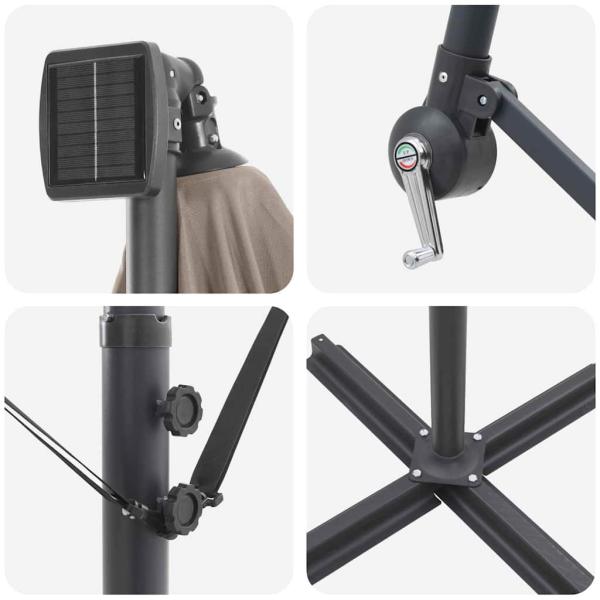 Auskragender Bananenschirm mit Schloss Taupe 294 x 294 x 248 cm