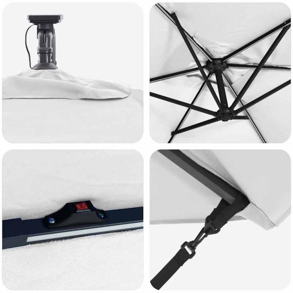 Auskragender Bananenschirm Sandfarbe 294 x 200 x 254 cm