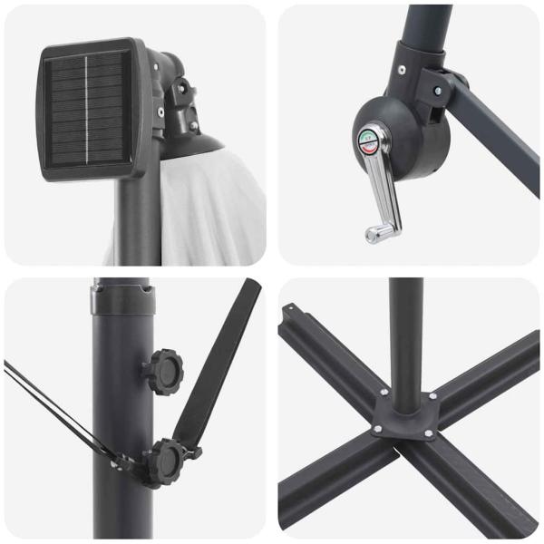 Auskragender Bananenschirm Sandfarbe 294 x 200 x 254 cm