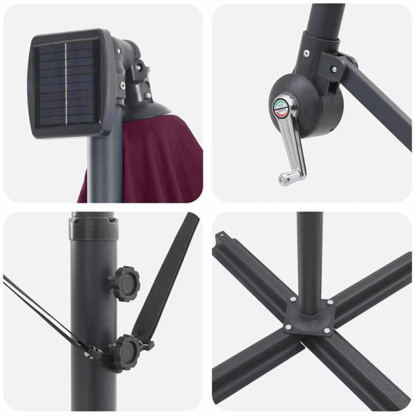 Auskragender Bananenschirm Bordeauxrot 294 x 200 x 254 cm