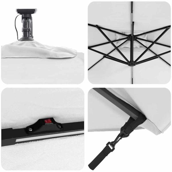 Auskragender Bananenschirm Sandfarbe 249 x 249 x 250 cm