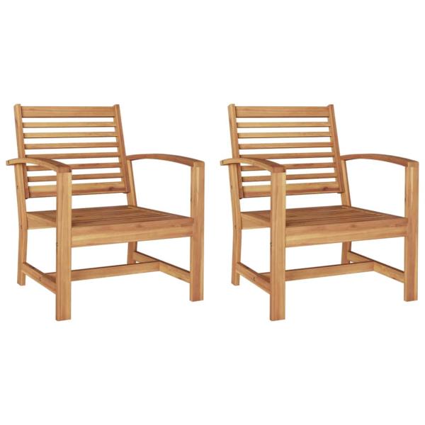 Gartenstühle 2 pcs Braun 60 x 65 x 76.5 cm Massives Teakholz